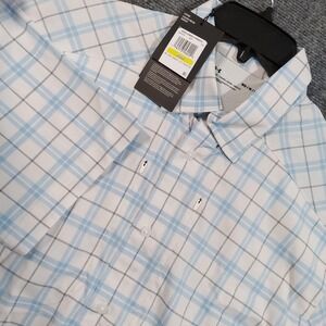 Under Armour Shirt Mens‎ Medium Blue Plaid Tide Chaser 2.0 SS UPF 30 1353334